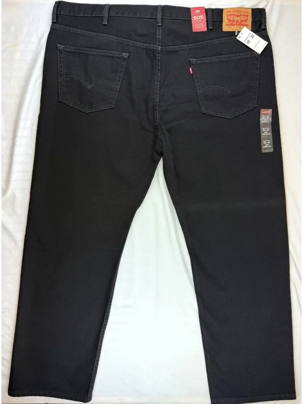 NWT Levi’s Men’s 505 Regular Fit Straight Jeans Black Denim 48x32 Big & Tall